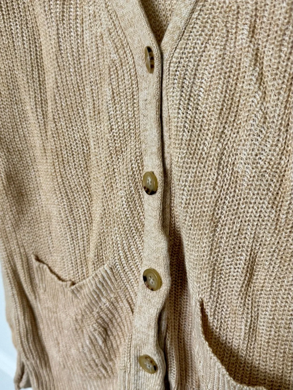 J. Crew Beige Knit Button-Front Cardigan